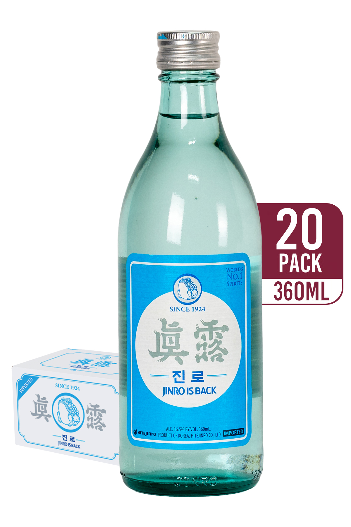 Jinro Is Back Soju 20 x 360ML - Compare prices in UAE