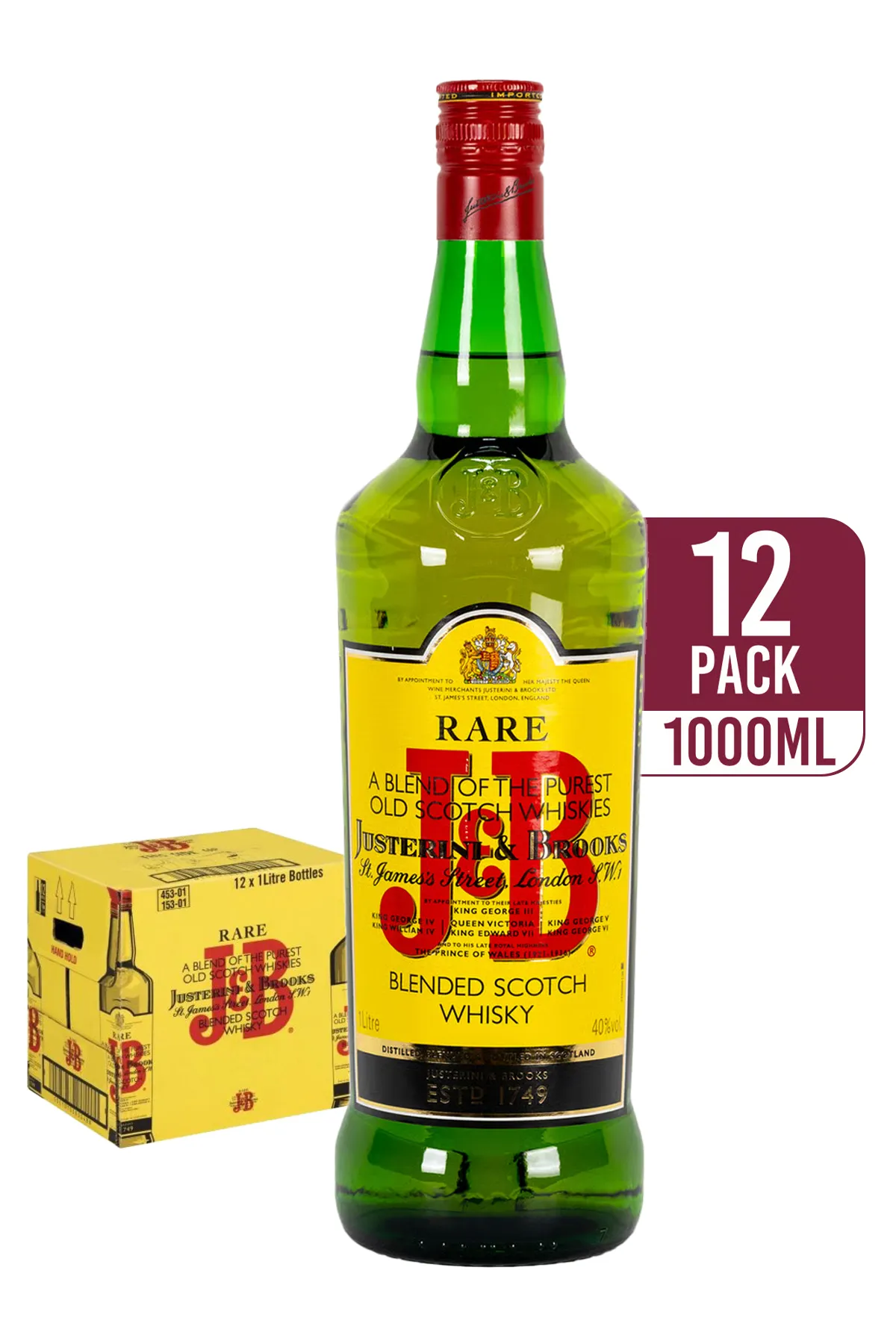 J and B Blended Scotch 12 x 1L by j and b - Compare prices in UAE