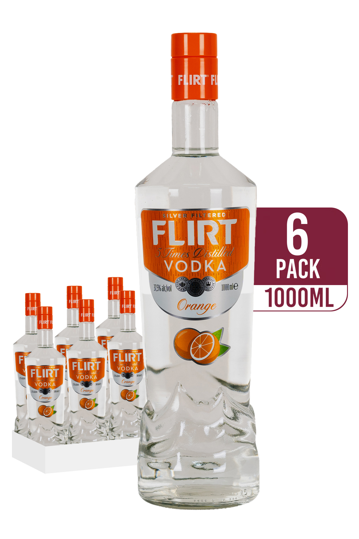 Flirt Orange Vodka 6 x 1L - Compare prices in UAE