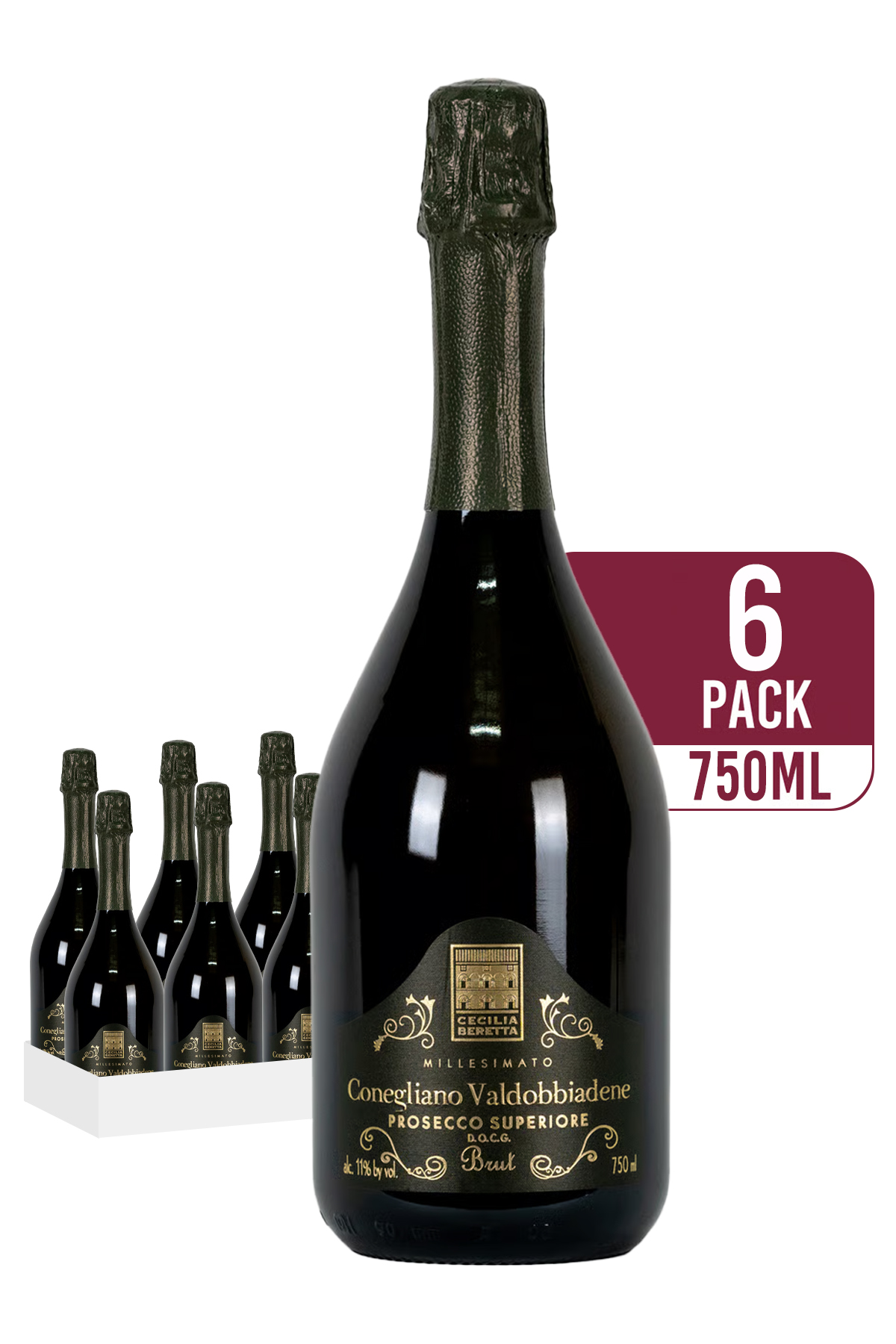 Cecilia Beretta Conegliano Valdobbiadene Prosecco Brut (6-pack)