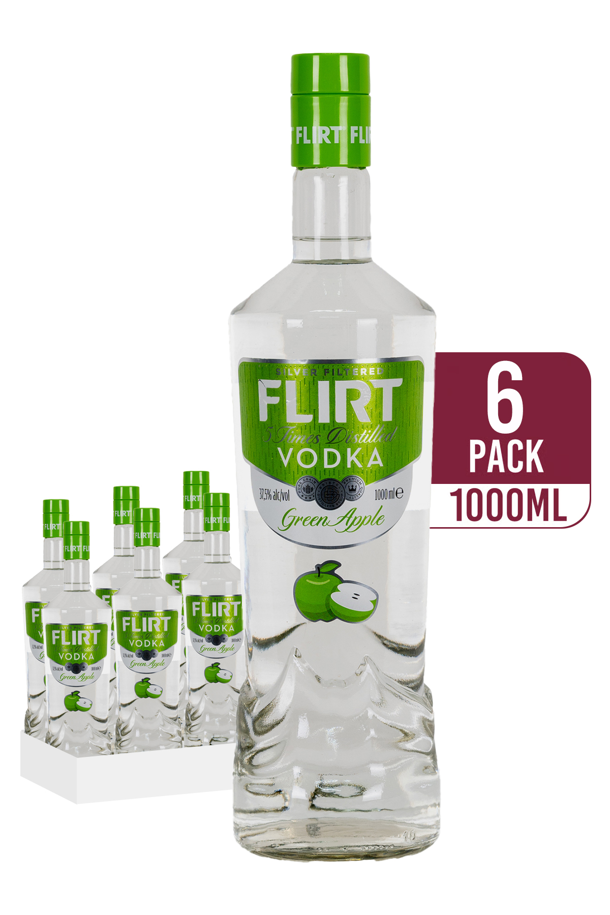 Flirt Green Apple Vodka 6 x 1L - Compare prices in UAE