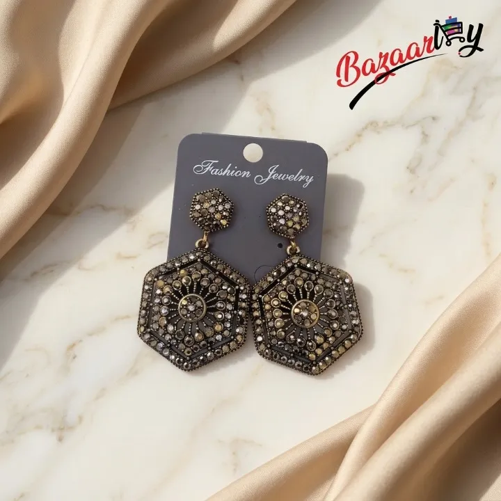 Vintage Crystal Studded Statement Earrings for Women