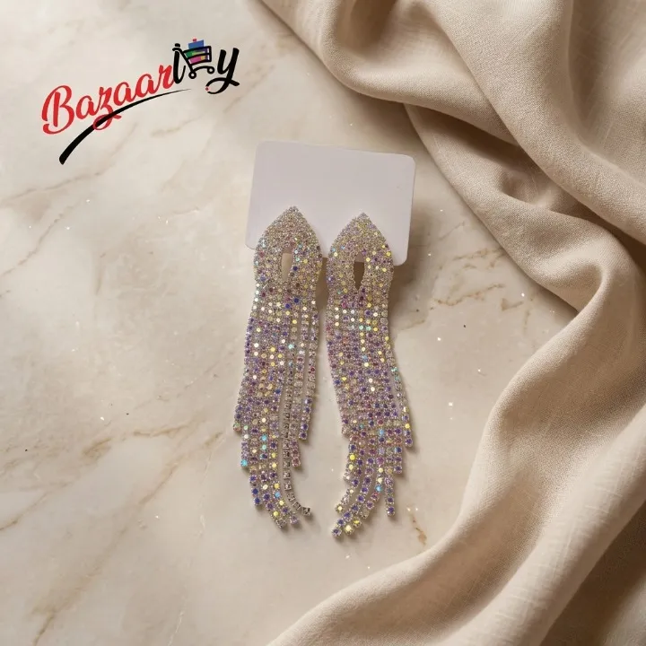 Aurora Borealis Crystal Tassel Drop Earrings