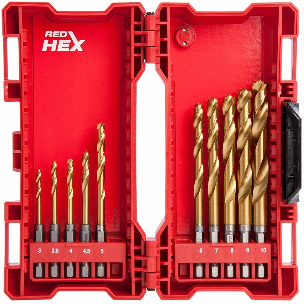 Milwaukee 48894759 Red Hex Shockwave Hss Metal Drill Bits 10pcs Hss & Metal Bits Toolmart